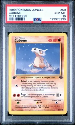 1999 POKEMON JUNGLE 1ST ED #50 CUBONE PSA 10 - Image 1