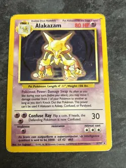 Alakazam 1/102 Rare Holo Pokemon Card WOTC Base Set Pokemon TCG - Image 1