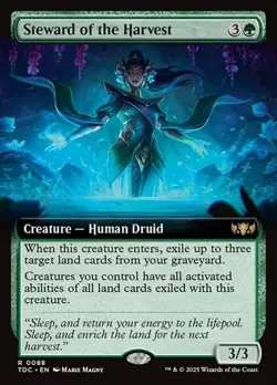 1x Steward of the Harvest - Extended Art NM Eng MTG - Commander Dragonstorm - Image 1