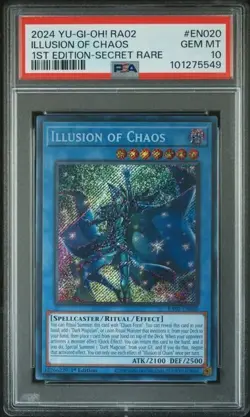 2024 YuGiOh! RA02 Illusions of Chaos 1st Ed. Secret Rare PSA 10 GEM #EN020 - Image 1