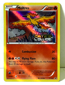 Pokemon XY Fates Collide MOLTRES "STAFF" Gold Foil Stamped Prerelease Promo Card - Image 1