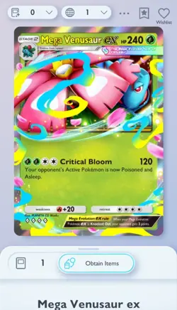 Pokemon Pocket TCG | Crimson Blaze | Mega Venesaur Ex | 4 Diamond | DIGITAL CARD - Image 1