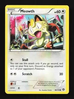 Meowth 88/114 LP Steam Siege English Pokemon Card TCG - Image 1
