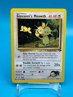 Giovanni's Meowth Pokemon Card - Gym Challenge 043/132 - Near Mint Vintage TCG - Image 1