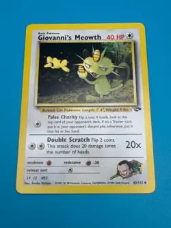 Giovanni's Meowth Pokemon Card - Gym Challenge 043/132 - Near Mint Vintage TCG - Image 3