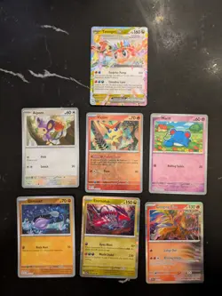 7 x Holo/EX Pokemon Card Bundle (Surging Sparks Set, NM) - Image 1