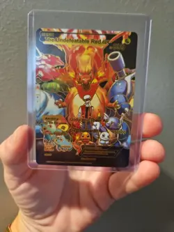 Undefeatable Red GX Black Foil Fan Art Vinyl Collector Pokemon Card - Image 1