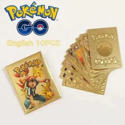 10Pcs Pokemon Card Foil GOLD PACK CARDS TCG GX Vmax GX Card Charizard Rare,* - Image 2