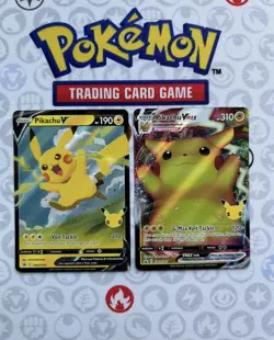 Pikachu VMAX SWSH062 / Pikachu V Promo SWSH143 (Celebrations 2x Card Combo) - Image 1