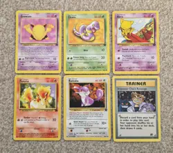 Bundle of 6 x 1999-2000 WOTC Pokemon Team Rocket Cards - MP HP Abra Ponyta Ekans - Image 1