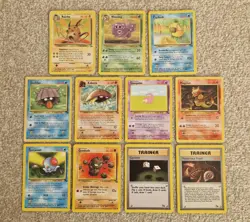 Bundle of 11 x 1999 WOTC Pokemon Fossil Set Cards MP HP inc Raichu Weezing - Image 1
