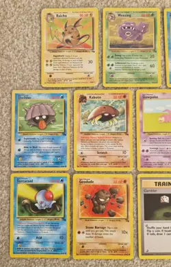 Bundle of 11 x 1999 WOTC Pokemon Fossil Set Cards MP HP inc Raichu Weezing - Image 2