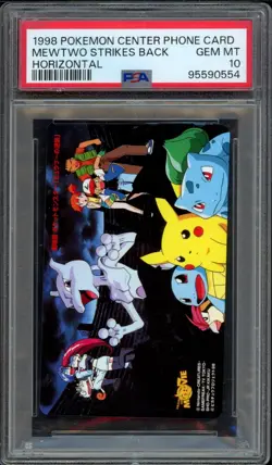 1998 Pokemon Center Phone Card Mewtwo Strikes Back Horizontal PSA 10 Gem Pop 95 - Image 1