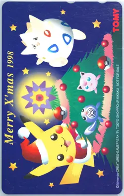 JAPANESE POKEMON PHONE CARD PIKACHU TOGEPI TOMY MERRY XMAS 1998 NM - Image 1