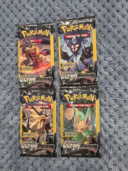 Pokemon Sun & Moon Ultra Prism TCG 3 Card Pack (4 Packs) - Image 1