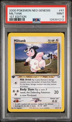 2000 POKEMON NEO GENESIS 1ST ED #41 MILTANK PSA 9 - Image 1