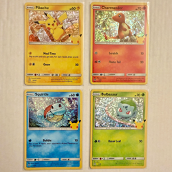 Pokemon 4x Holo McDonalds 2021 Pikachu Bulbasaur Charmander Squirtle PACK FRESH! - Image 1
