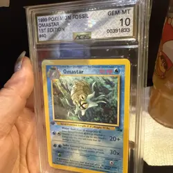 Vintage 1999 Pokemon Fossil Omastar 40 1st Edition Graded AGS 10 Gem - Image 2