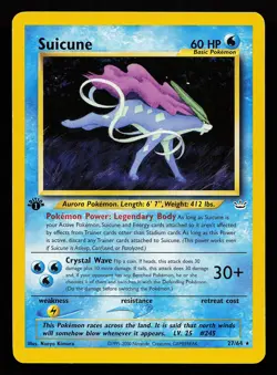 Suicune 27/64 Rare 1st Edition Neo Revelation Pokemon Card - Image 1