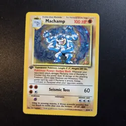 Pokemon Card - Machamp 8/102 Holo Rare Base Set WOTC Crimped Error 1st Edition - Image 1
