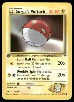 Pokemon Cards Lt. Surge's Voltorb 84/132 1ST EDITION Gym Heroes WOTC Common NM - Image 1