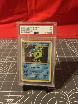 Vintage 1999 Pokemon Shadowless Gyarados Holo 6/102 Card PSA 7 - Image 1