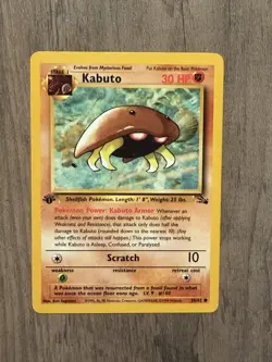 1st Edition Kabuto 50/62 Fossil 1999 WOTC Pokemon Card TCG - Image 1