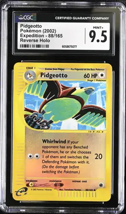CGC 9.5 MINT+ Pidgeotto 2002 Expedition 88/165 Reverse Holo Pokemon Card - Image 1
