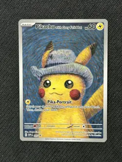 NM Pikachu With Grey Felt Hat #085 Van Gogh Promo Pokemon Card - Image 1