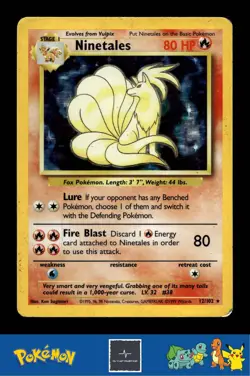 👾 1999 Pokemon Base Set 12/102 Ninetales Holo - Image 1