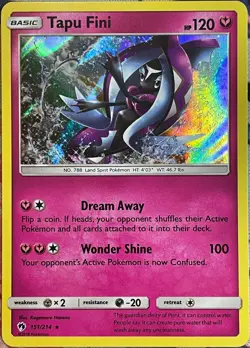 Tapu Fini Holo Rare - 151/214 - Lost Thunder Pokemon 2018 - Image 1