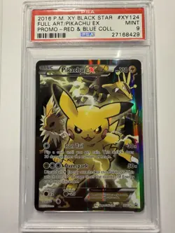 2016 POKEMON XY PROMO RED & BLUE COLLECTION FULL ART/PIKACHU EX PSA 9 XY124 Mint - Image 1