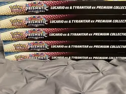 5 x POKEMON PRISMATIC EVOLUTIONS LUCARIO EX/TYRANITAR EX PREMIUM COLLECTION SET - Image 2
