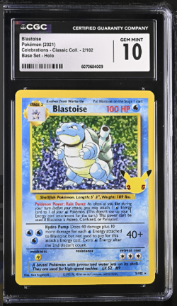 CGC 10 Blastoise Holo 2/102 Celebrations Classic Collection Pokemon 2021 - Image 1