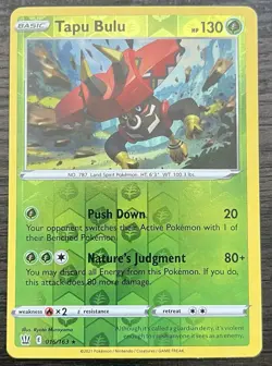 Tapu Bulu 016/163 Pokemon TCG Sword Shield Battle Styles Reverse Holo MINT NM - Image 1