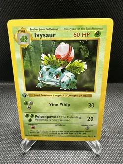 Ivysaur Uncommon 1st Edition Base Set (Shadowless) 030/102 MP Pokemon TCG - Image 1
