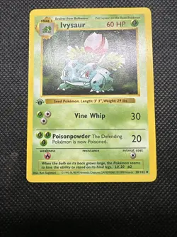 Ivysaur Uncommon 1st Edition Base Set (Shadowless) 030/102 MP Pokemon TCG - Image 3