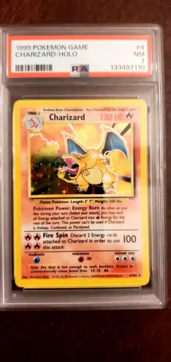 Pokemon TCG Charizard Base Set 4/102 Holo Unlimited Holo Rare PSA 7 - Image 1