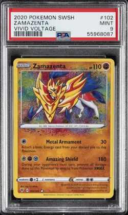 2020 POKEMON SWORD & SHIELD VIVID VOLTAGE #102 ZAMAZENTA PSA 9 - Image 1