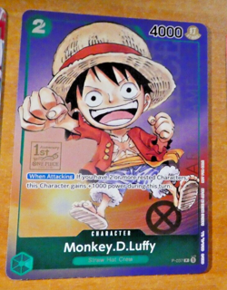 ONE PIECE ENGLISH CARD HOLO GAME CARTE PROMO 1ST MONKEY.D.LUFFY P-037 EN NM - Image 1