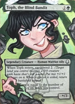 Magic the Gathering Alter, Toph The Blind Bandit, Handpainted Altered Art - Image 2