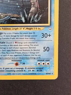 Shining Gyarados 65/64 Pokemon Neo Revelation Unlimited Holo Rare Card HP Swirl - Image 4
