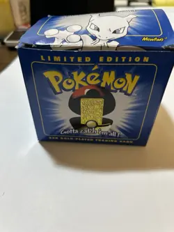 Pokemon Burger King 23k Gold Plated Trading Card Mewtwo Blue Box - Image 3