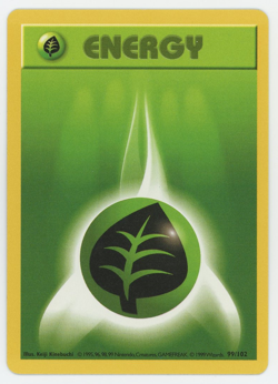 Grass Energy 99/102 Shadowless Common Base Set Unlimited Pokemon Card 1999 WOTC - Image 1