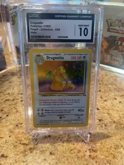 Pokemon Dragonite Fossil Unlimited Holo 4/62 CGC 10 Gem Mint CLEAN psa - Image 1