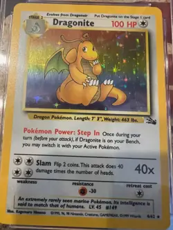 Pokemon Dragonite Fossil Unlimited Holo 4/62 CGC 10 Gem Mint CLEAN psa - Image 3