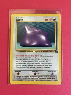 1999 Pokemon Fossil Ditto Unlimited #18/62 Non-Holo Rare MP - Image 1