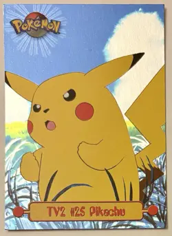 1999 Topps Pokemon Series 1 TV Animation TV2 #25 Pikachu Foil Blue Logo EXC - Image 2