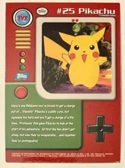 1999 Topps Pokemon Series 1 TV Animation TV2 #25 Pikachu Foil Blue Logo EXC - Image 3
