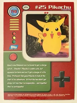 1999 Topps Pokemon Series 1 TV Animation TV2 #25 Pikachu Foil Blue Logo EXC - Image 4